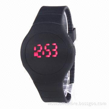Silicone LED Watch with Touch Sensor, Eco-friendly Silicone Band with Plastic Case
